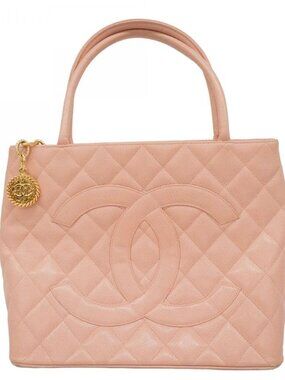 Chanel Tote Medallion Caviar Leather Pink Gold
